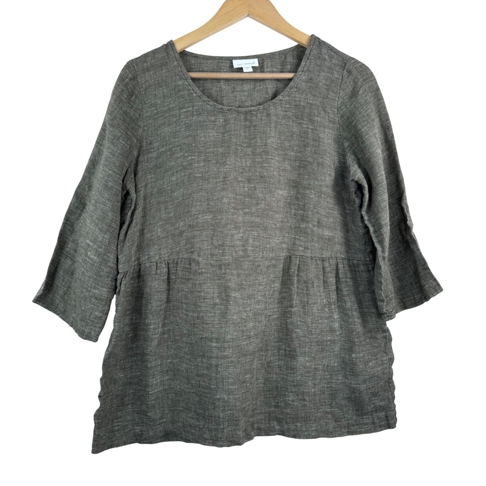 Pure Jill Linen Blend Empire Waist Tunic Top lagen look artsy‎ 90s sz S